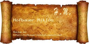 Hofbauer Miklós névjegykártya